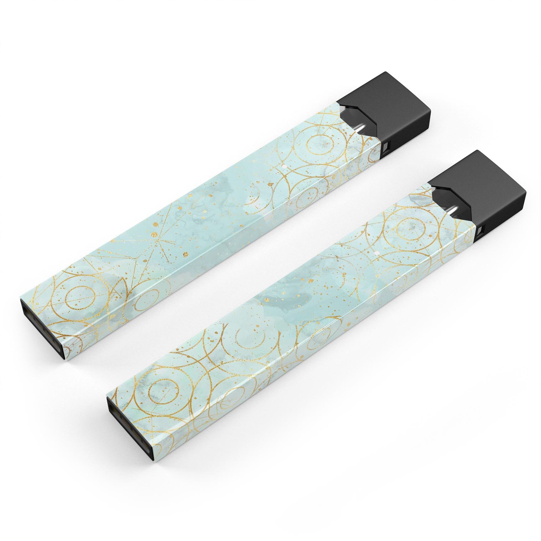 Karamfila Watercolor & Gold V7 skin-wrap for JUUL device, showcasing vibrant colors and premium design.